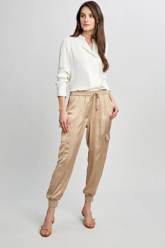 Pants Women Elie Tahari Cargo Satin Pant Rattan