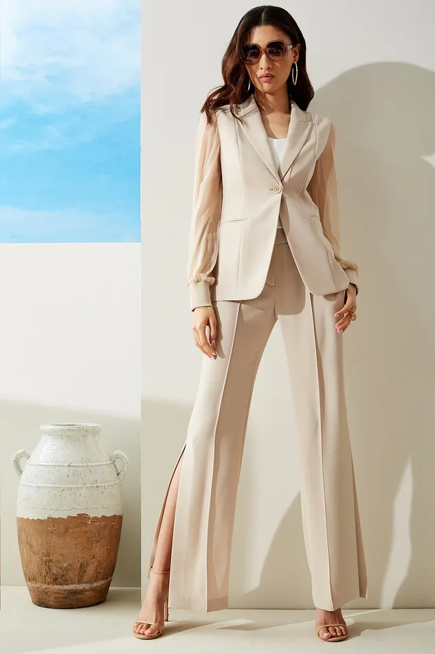 Pants Women Elie Tahari Side Slit Pant ISLAND SAND