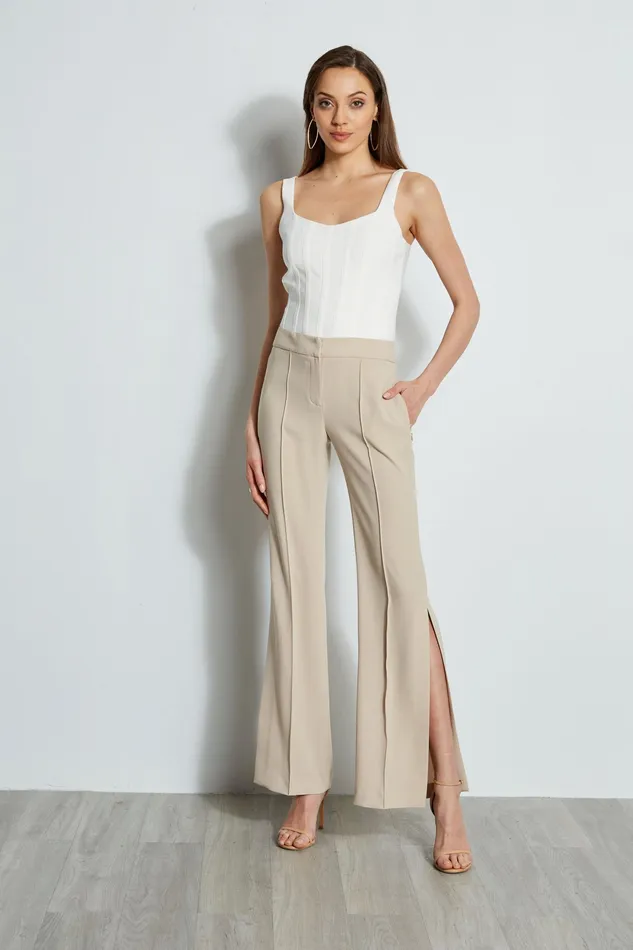 Pants Women Elie Tahari Side Slit Pant ISLAND SAND