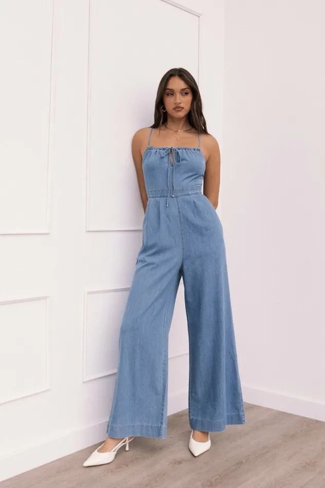 Petal and Pup Denim Women Alliah Jumpsuit Medium Denim