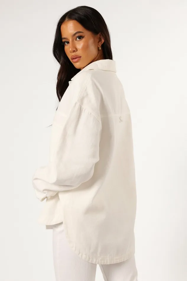 Petal and Pup Denim Women Cassie Oversized Denim Shacket Ivory