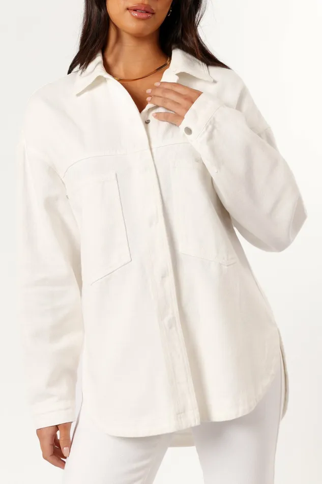 Petal and Pup Denim Women Cassie Oversized Denim Shacket Ivory