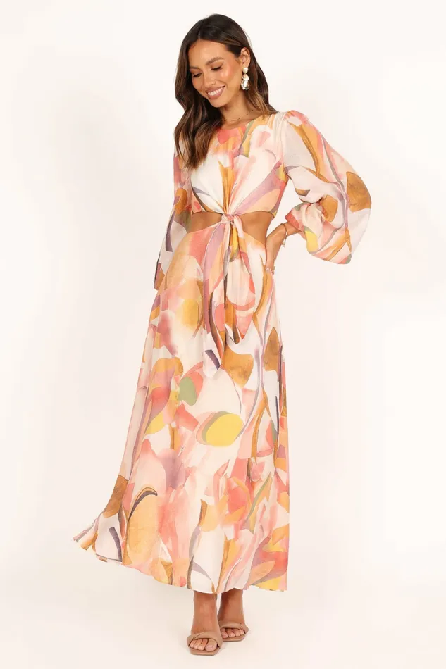 Petal and Pup Laquin Long Sleeve Maxi Dress Pink Women Event Dresses