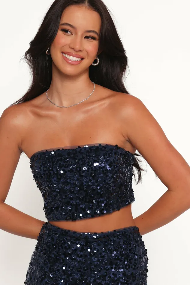 Petal and Pup Matching Sets Women Glissy Sequin Skirt Set Navy