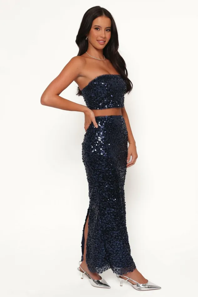 Petal and Pup Matching Sets Women Glissy Sequin Skirt Set Navy