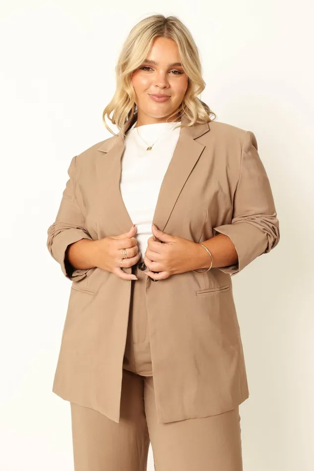 Petal and Pup Noelle Oversized Blazer Light Brown Women Matching Sets