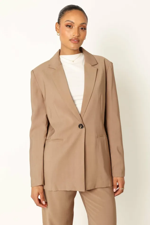 Petal and Pup Noelle Oversized Blazer Light Brown Women Matching Sets