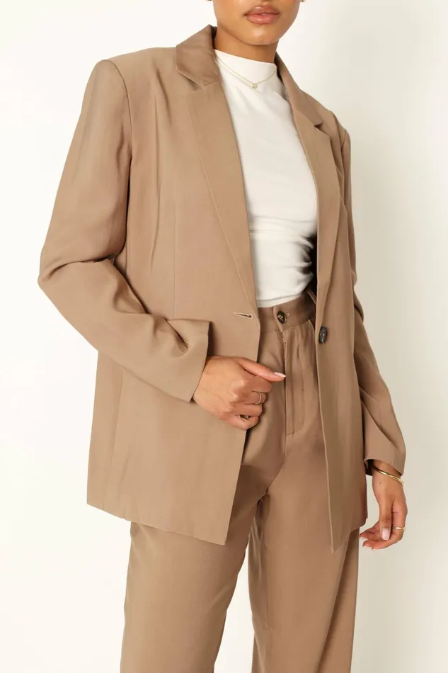 Petal and Pup Noelle Oversized Blazer Light Brown Women Matching Sets