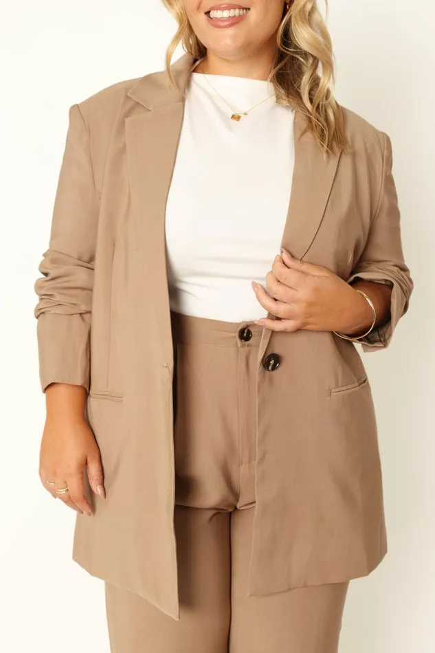 Petal and Pup Noelle Oversized Blazer Light Brown Women Matching Sets