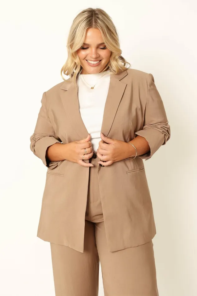 Petal and Pup Noelle Oversized Blazer Light Brown Women Matching Sets