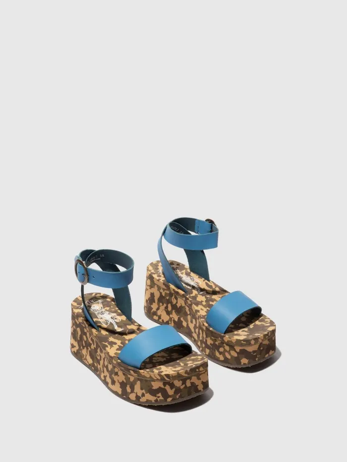 Platform Sandals CAMU034FLY BLUE Women Fly London Sandals