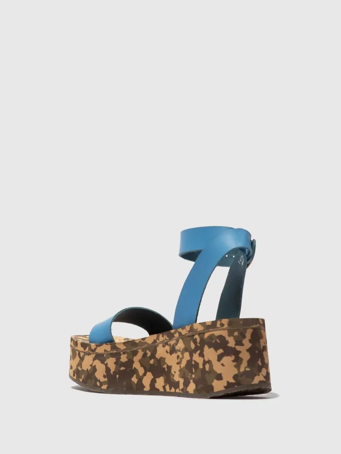 Platform Sandals CAMU034FLY BLUE Women Fly London Sandals