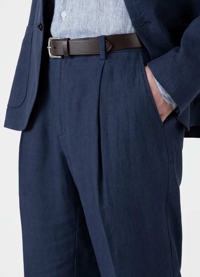 Pleated Linen Trouser Light Navy Men Pants ussunspel Pleated Linen Trouser Light Navy Men Pants ussunspel