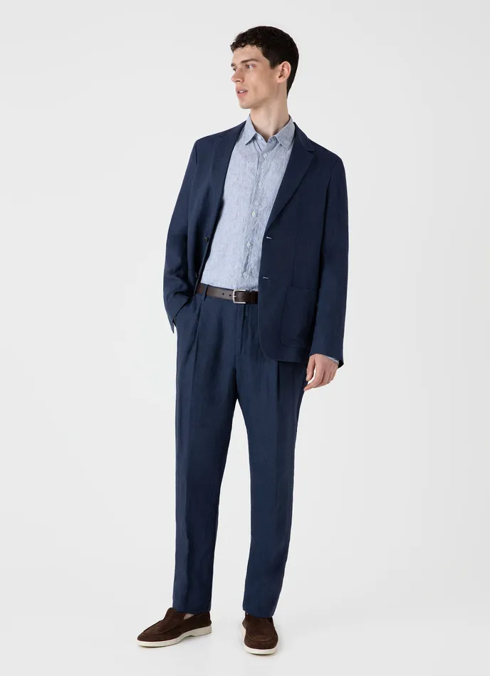 Pleated Linen Trouser Light Navy Men Pants ussunspel Pleated Linen Trouser Light Navy Men Pants ussunspel
