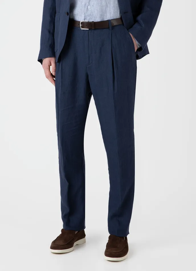 Pleated Linen Trouser Light Navy Men Pants ussunspel Pleated Linen Trouser Light Navy Men Pants ussunspel