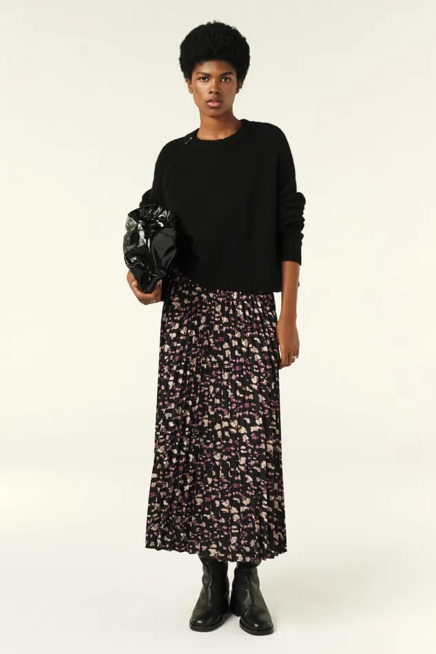 Pleated Midi Skirt Malicia Red Women Baandsh Skirts and Shorts