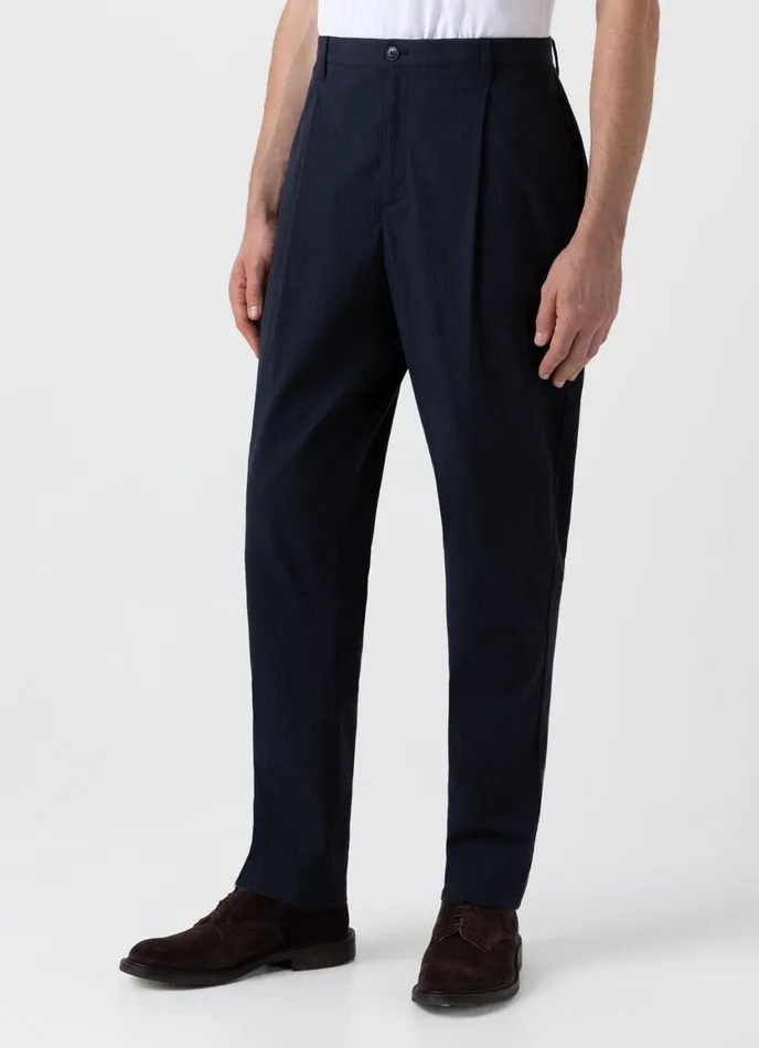 Pleated Seersucker Trouser Men SUNSPEL Pants