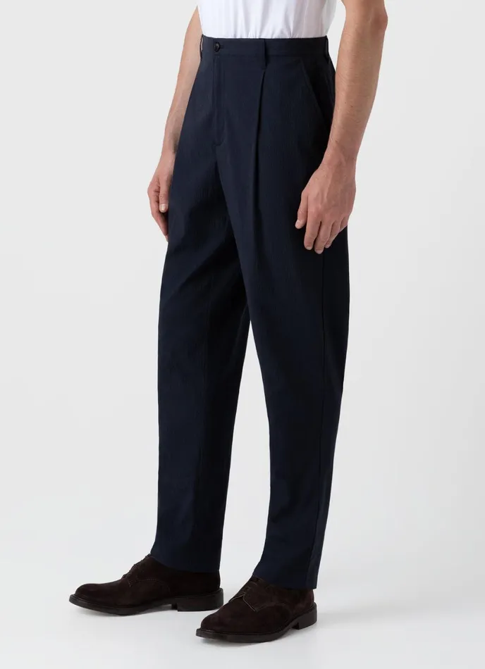 Pleated Seersucker Trouser Men SUNSPEL Pants