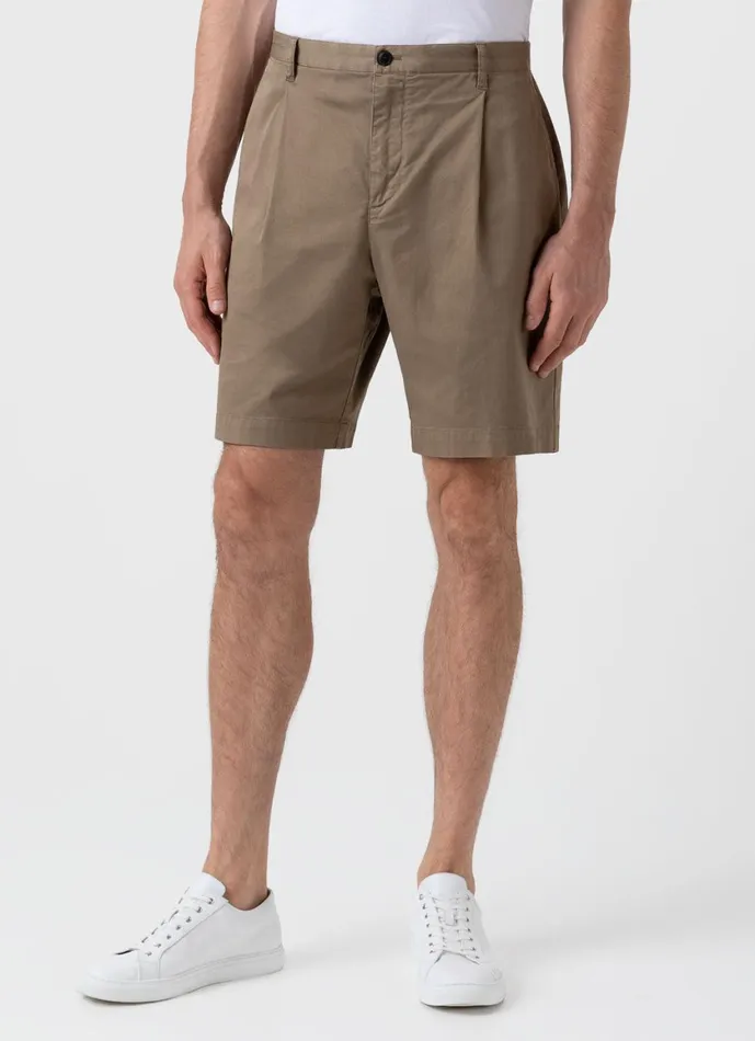 Pleated Twill Shorts Dark Stone Men SUNSPEL Shorts