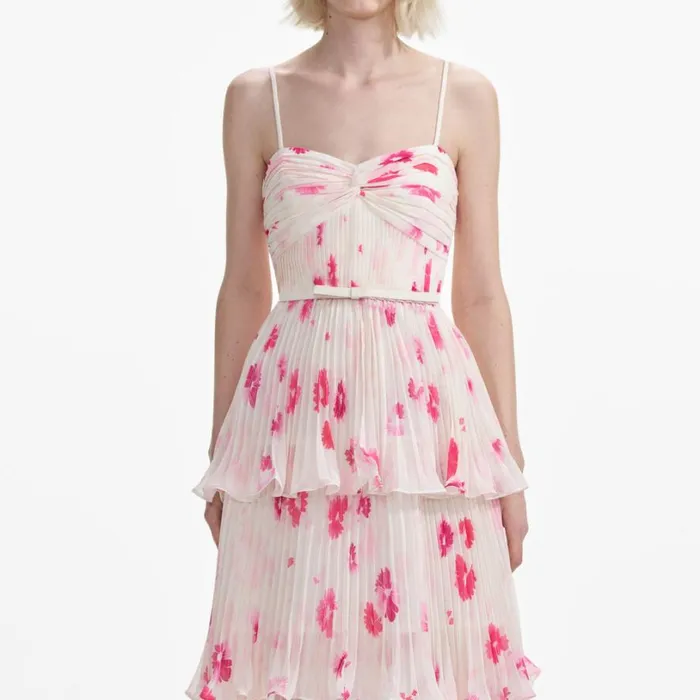 Printed Chiffon Tiered Midi Dress Women Self Portrait Dresses Printed Chiffon Tiered Midi Dress Women Self Portrait Dresses