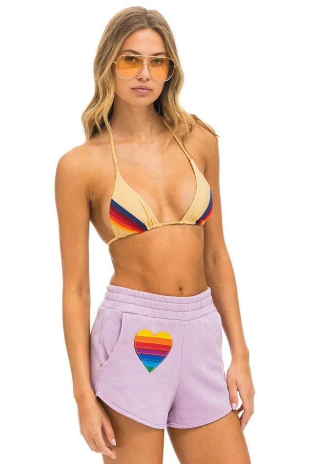 Rainbow Heart Stitch Lounger Short 8211 Mauve Women Aviator Nation Shorts