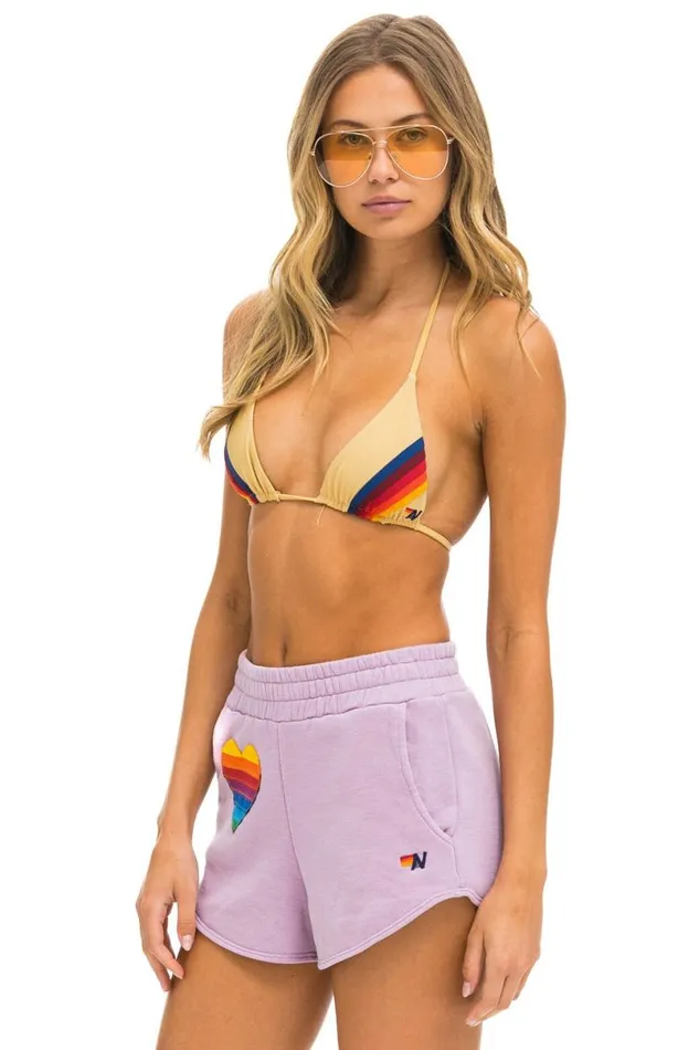 Rainbow Heart Stitch Lounger Short 8211 Mauve Women Aviator Nation Shorts