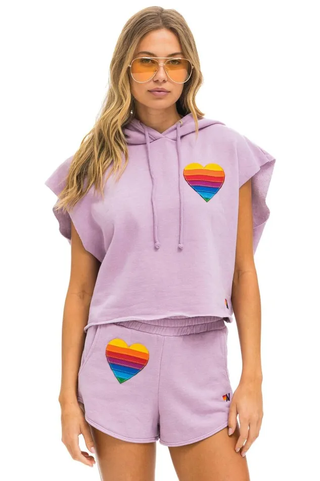 Rainbow Heart Stitch Lounger Short 8211 Mauve Women Aviator Nation Shorts