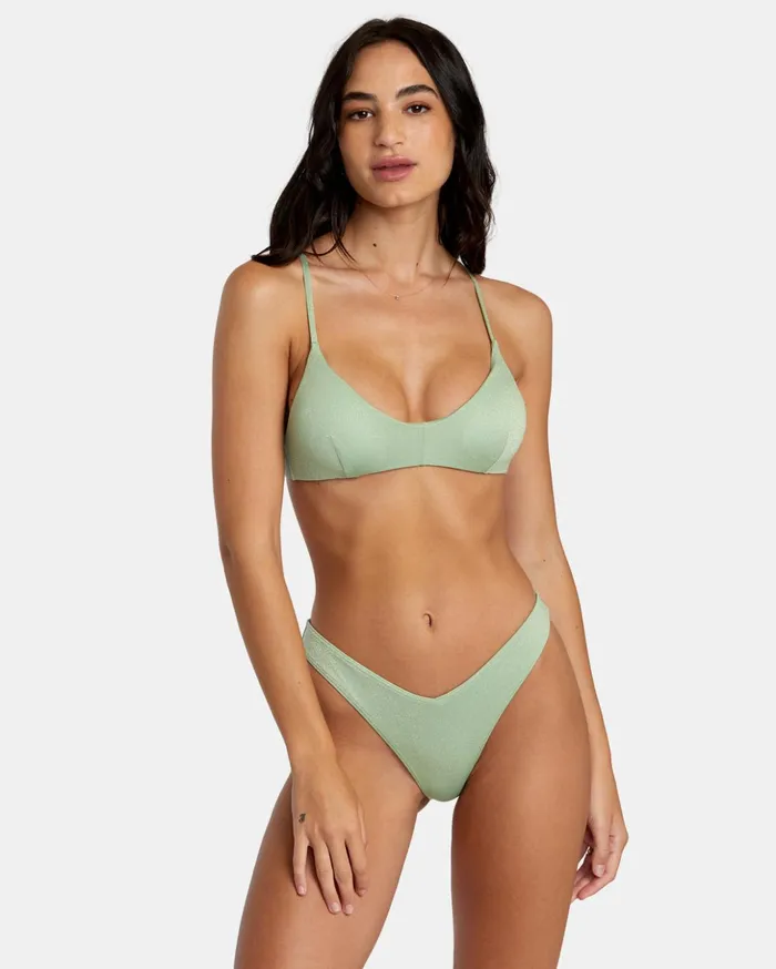 RVCA Bikini Bottoms Solid Lurex High Leg Bikini Bottoms Seafoam 8211 Women