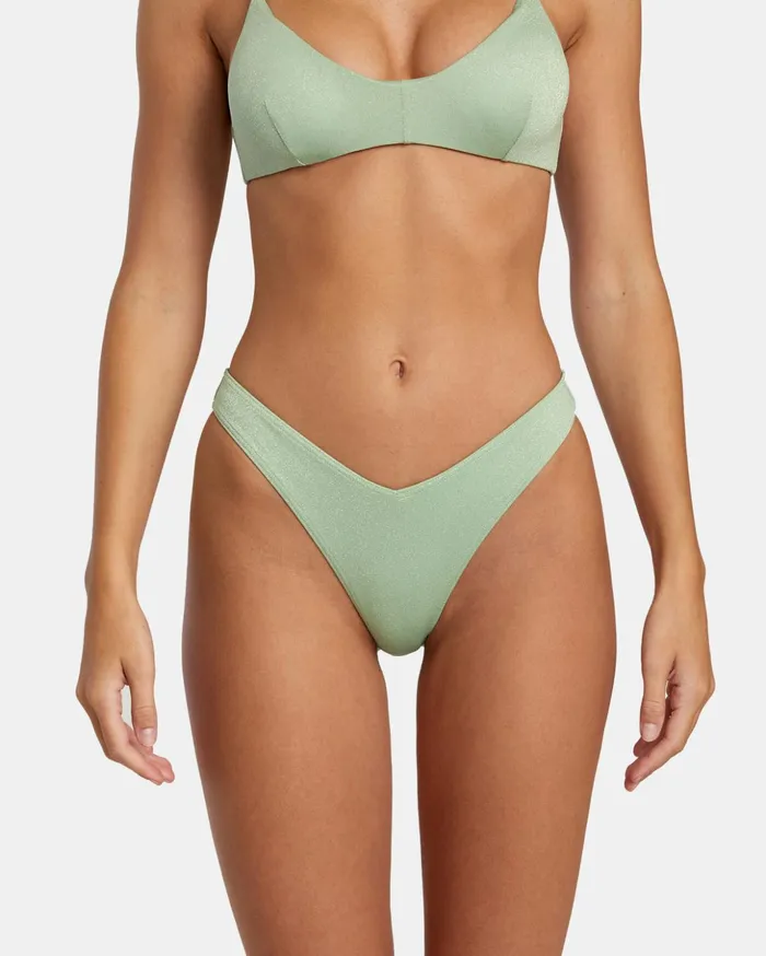 RVCA Bikini Bottoms Solid Lurex High Leg Bikini Bottoms Seafoam 8211 Women