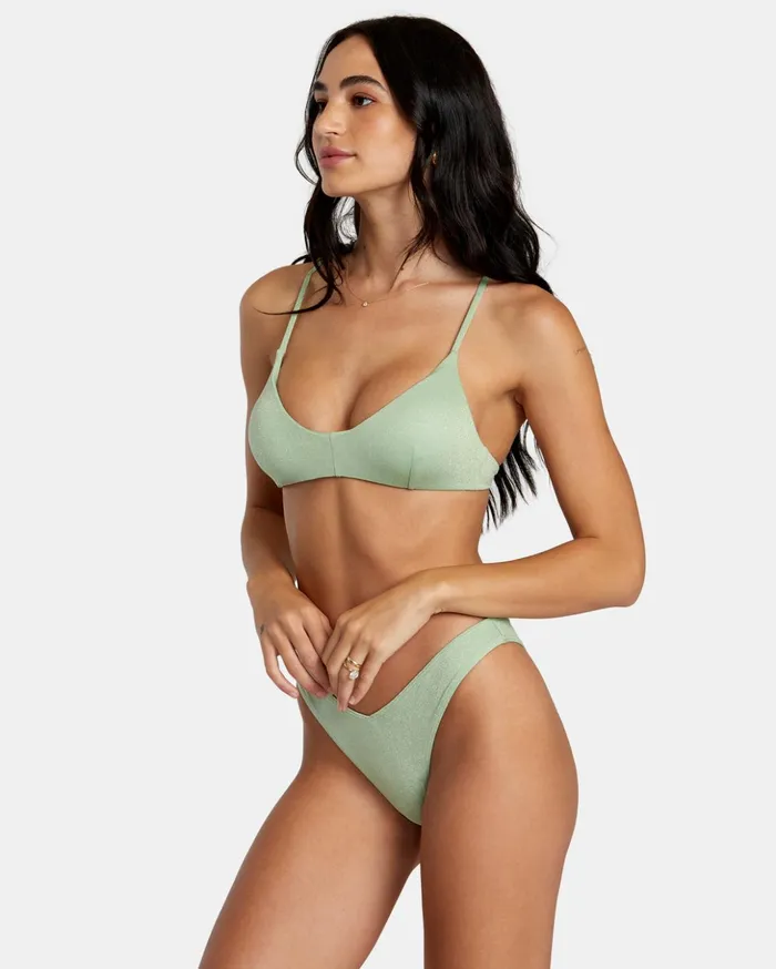 RVCA Bikini Bottoms Solid Lurex High Leg Bikini Bottoms Seafoam 8211 Women