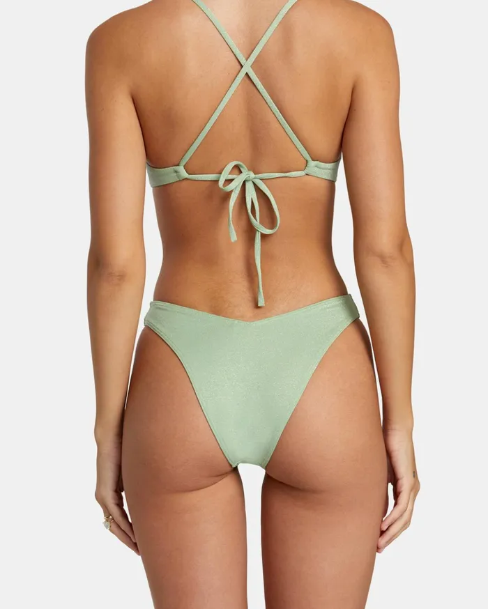 RVCA Bikini Bottoms Solid Lurex High Leg Bikini Bottoms Seafoam 8211 Women