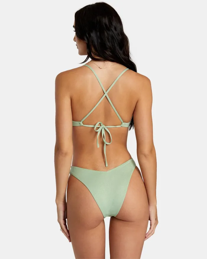 RVCA Bikini Tops Solid Lurex Crossback Bikini Top Seafoam 8211 Women