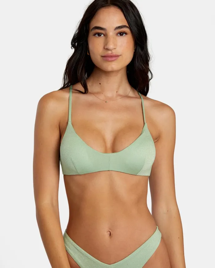 RVCA Bikini Tops Solid Lurex Crossback Bikini Top Seafoam 8211 Women