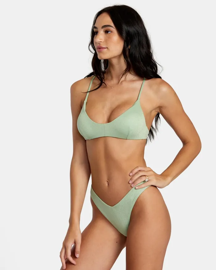 RVCA Bikini Tops Solid Lurex Crossback Bikini Top Seafoam 8211 Women