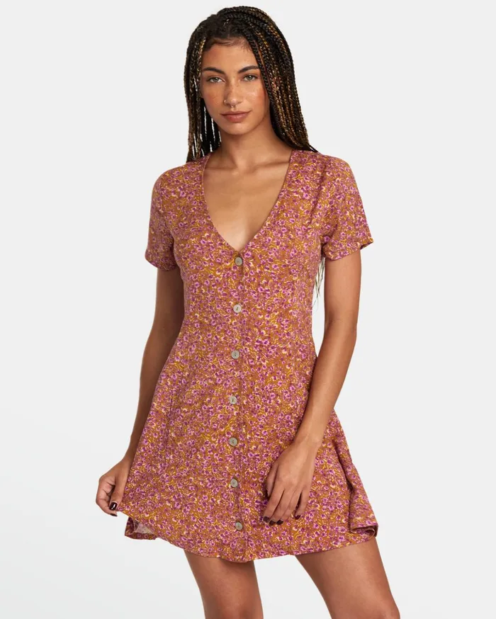 RVCA Dresses Rompers Understated Mini Dress Workwear Brown 8211 Women