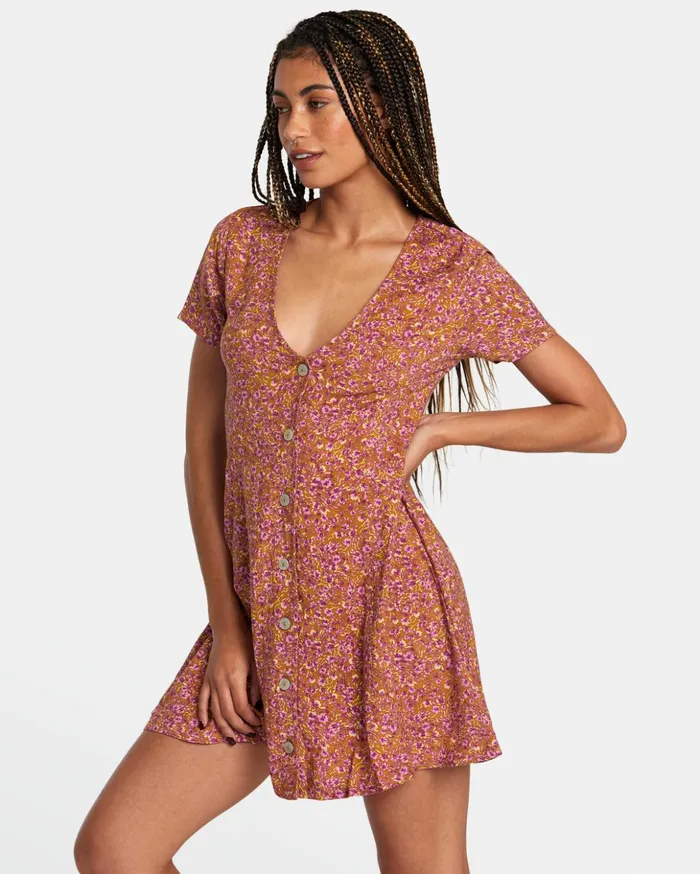 RVCA Dresses Rompers Understated Mini Dress Workwear Brown 8211 Women