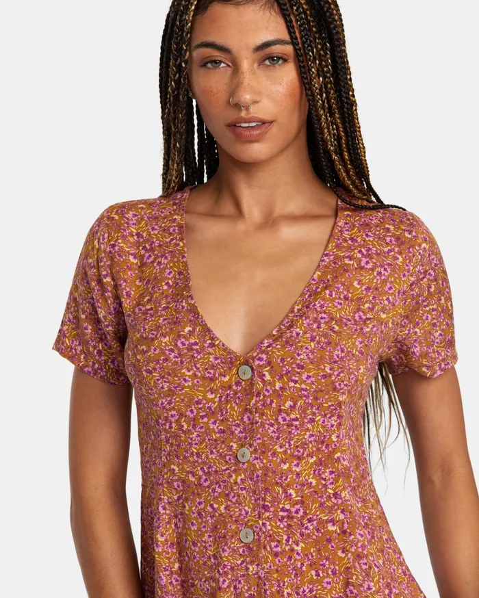 RVCA Dresses Rompers Understated Mini Dress Workwear Brown 8211 Women