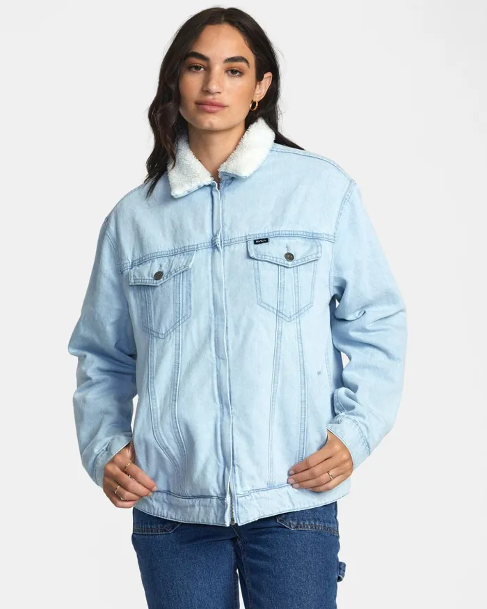 RVCA Jackets Bonfire Denim Jacket Bleach Wash 8211 Women