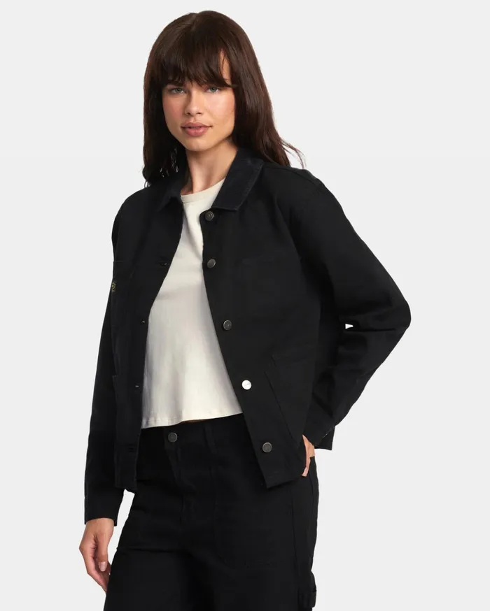 RVCA Jackets Recession Chore Coat True Black 8211 Women