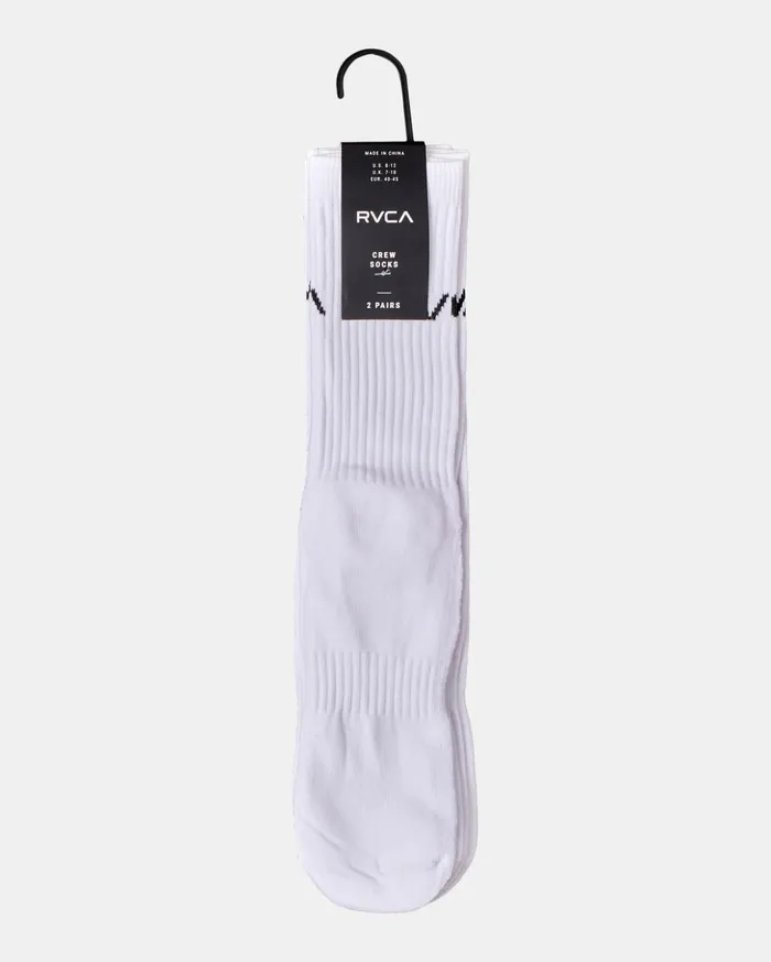 RVCA Socks 2 Pack Basic Logo Crew Socks White 8211 Men