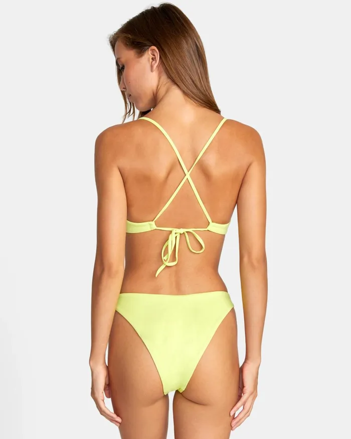 RVCA Swim New Arrivals Solid French Bikini Bottoms Limeade 8211 Women