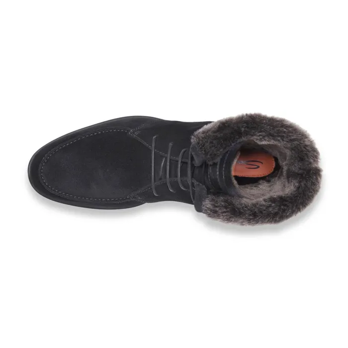 Santoni Blue Suede LaceUp Boot With Fur Men Boots