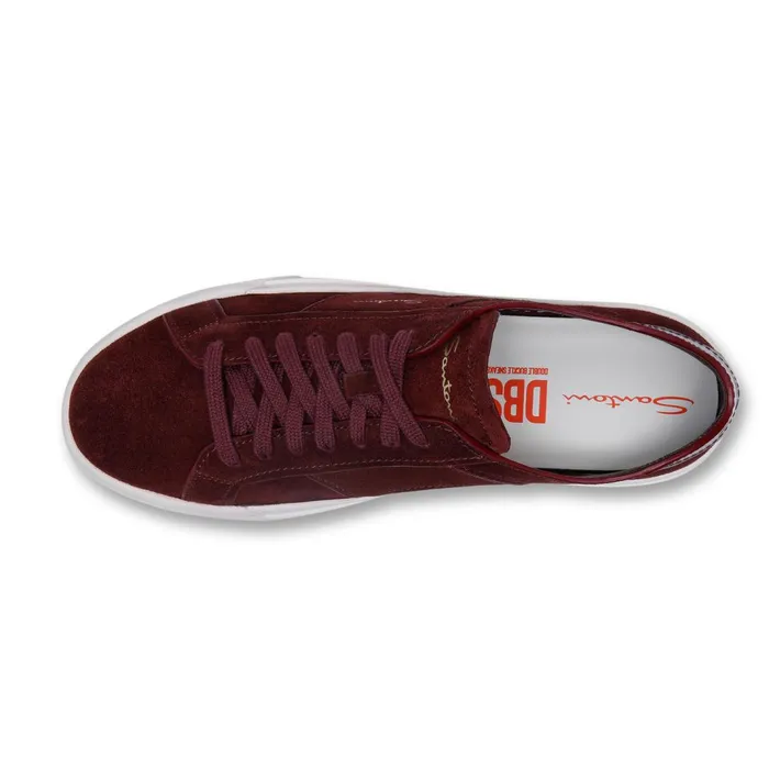 Santoni Burgundy Suede Double Buckle Sneaker Men Sneakers
