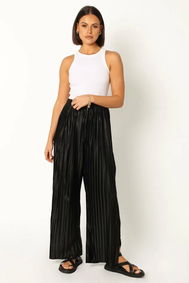 Sasha Pleated Pants Black Pants Petal and Pup Women