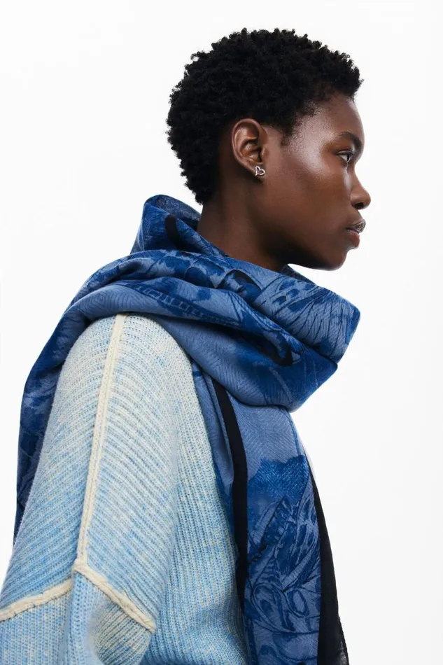 Scarves And Scarf Women Desigual Butterfly Scarf Blue