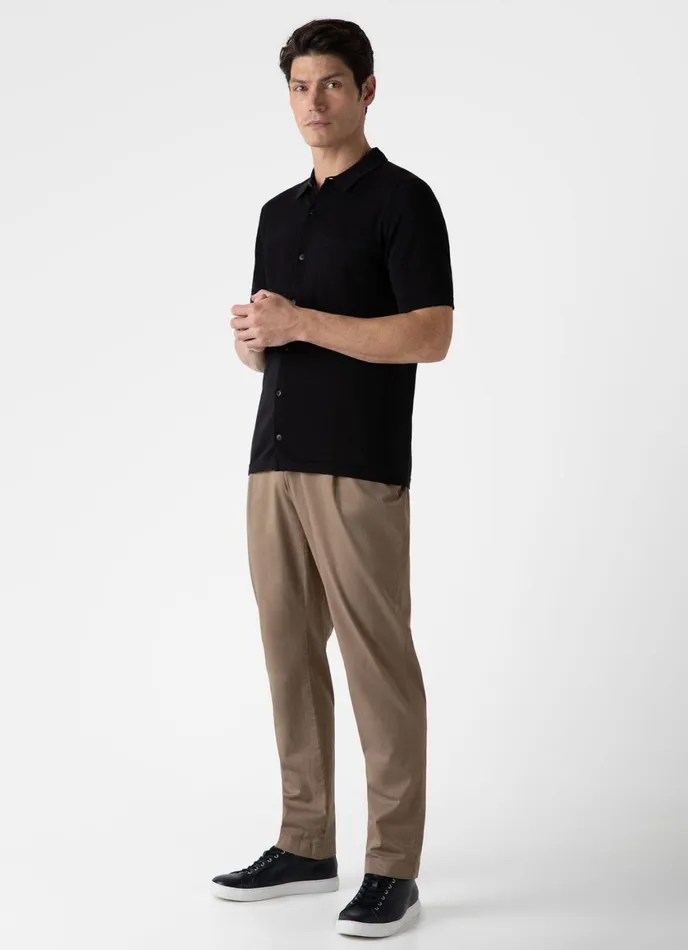 Sea Island Cotton Knit Shirt Black Men SUNSPEL Knitwear
