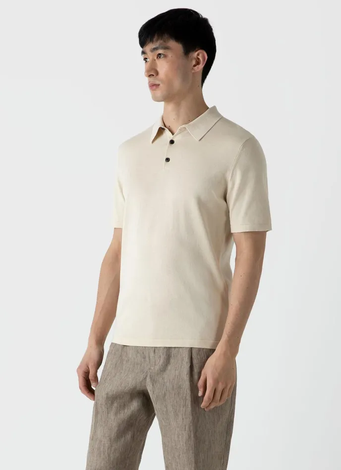 Sea Island Cotton Polo Shirt Undyed Men SUNSPEL Knitwear