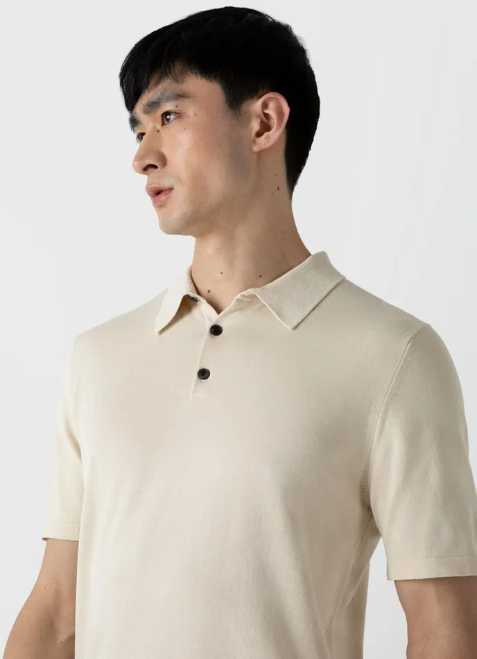Sea Island Cotton Polo Shirt Undyed Men SUNSPEL Knitwear
