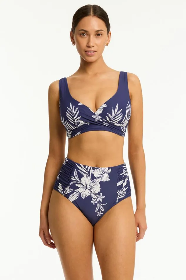 Sea Level Bottoms Aloha High Waist Gathered Side Pant Aloha French Navy 8211 Women
