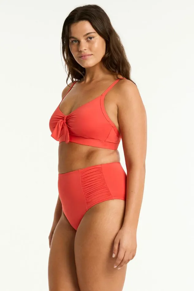 Sea Level Bottoms Essentials Edit High Waist Gathered Side Pant Eco Essentials Flame 8211 Women